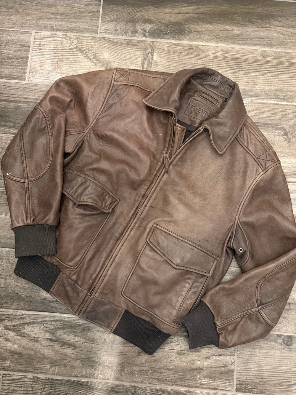 Men's Brown Leather Bomber Jacket